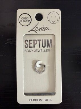 Lovisa Silver Cubic Zirconia Septum Ring - Surgical Steel